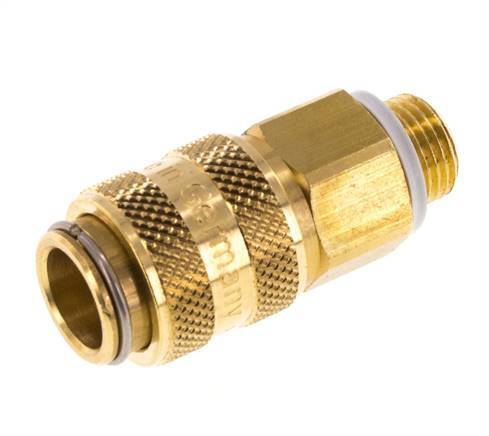 Brass DN 5 Air Coupling Socket G 1/8 inch Male Double Shut-Off