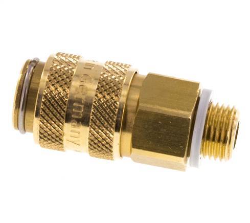 Brass DN 5 Air Coupling Socket G 1/8 inch Male Double Shut-Off