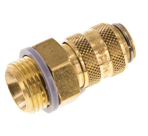 Brass DN 5 Air Coupling Socket G 3/8 inch Male Double Shut-Off