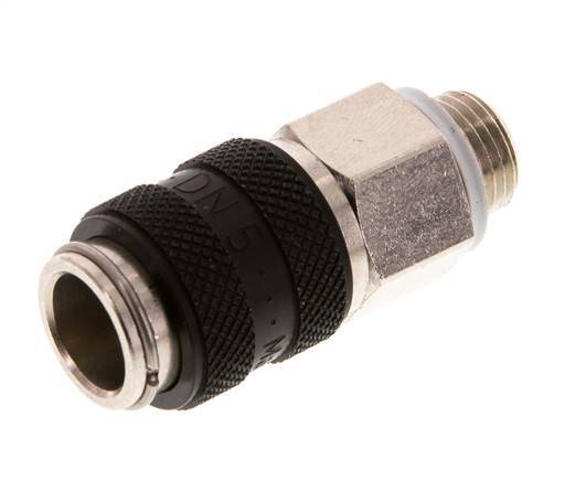 Nickel-plated Brass DN 5 Black Air Coupling Socket G 1/8 inch Male Double Shut-Off