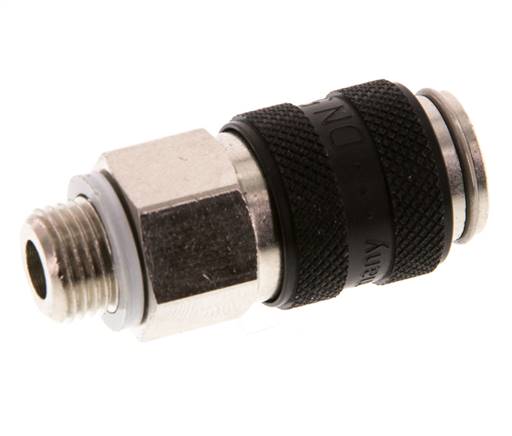 Nickel-plated Brass DN 5 Black Air Coupling Socket G 1/8 inch Male Double Shut-Off