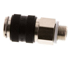 Nickel-plated Brass DN 5 Black Air Coupling Socket G 1/8 inch Male Double Shut-Off