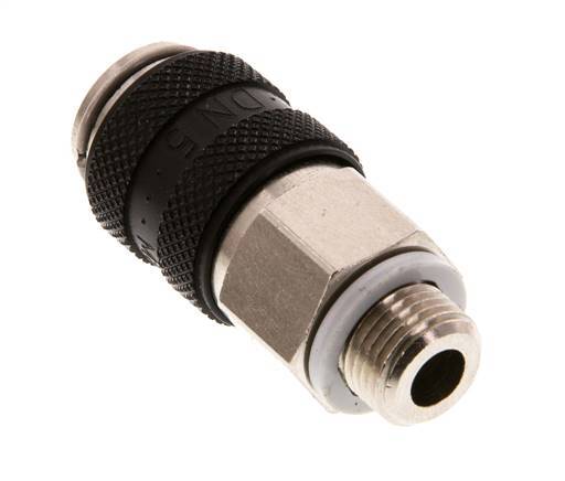 Nickel-plated Brass DN 5 Black Air Coupling Socket G 1/8 inch Male Double Shut-Off