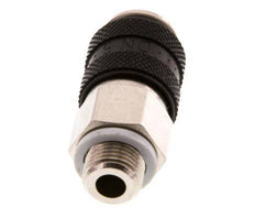 Nickel-plated Brass DN 5 Black Air Coupling Socket G 1/8 inch Male Double Shut-Off
