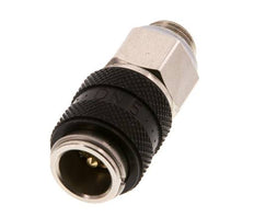 Nickel-plated Brass DN 5 Black Air Coupling Socket G 1/8 inch Male Double Shut-Off
