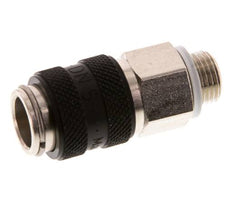 Nickel-plated Brass DN 5 Black Air Coupling Socket G 1/8 inch Male Double Shut-Off