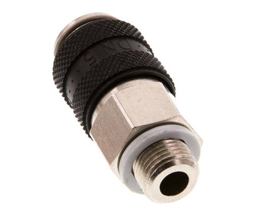 Nickel-plated Brass DN 5 Black Air Coupling Socket G 1/8 inch Male Double Shut-Off