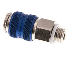 Nickel-plated Brass DN 5 Blue Air Coupling Socket G 1/8 inch Male Double Shut-Off