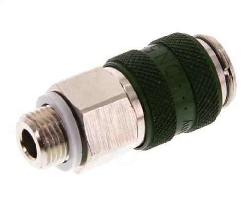 Nickel-plated Brass DN 5 Green Air Coupling Socket G 1/8 inch Male Double Shut-Off