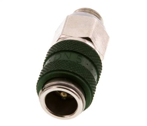 Nickel-plated Brass DN 5 Green Air Coupling Socket G 1/8 inch Male Double Shut-Off