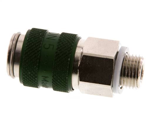 Nickel-plated Brass DN 5 Green Air Coupling Socket G 1/8 inch Male Double Shut-Off