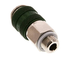 Nickel-plated Brass DN 5 Green Air Coupling Socket G 1/8 inch Male Double Shut-Off