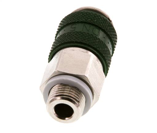 Nickel-plated Brass DN 5 Green Air Coupling Socket G 1/8 inch Male Double Shut-Off