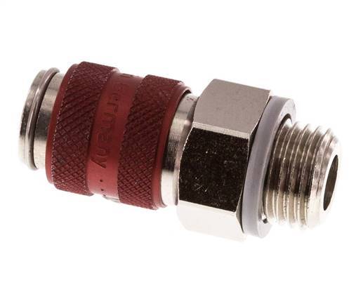 Nickel-plated Brass DN 5 Red Air Coupling Socket G 1/4 inch Male