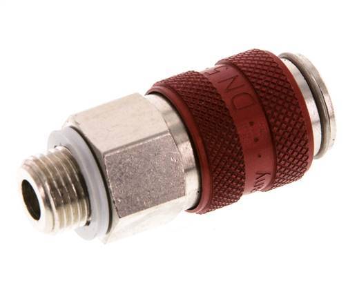 Nickel-plated Brass DN 5 Red Air Coupling Socket G 1/8 inch Male Double Shut-Off