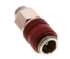 Nickel-plated Brass DN 5 Red Air Coupling Socket G 1/8 inch Male Double Shut-Off