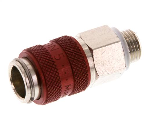 Nickel-plated Brass DN 5 Red Air Coupling Socket G 1/8 inch Male Double Shut-Off