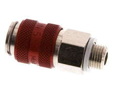 Nickel-plated Brass DN 5 Red Air Coupling Socket G 1/8 inch Male Double Shut-Off