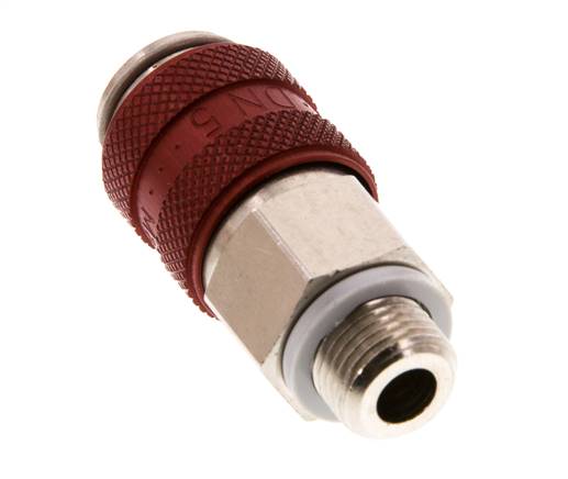 Nickel-plated Brass DN 5 Red Air Coupling Socket G 1/8 inch Male Double Shut-Off