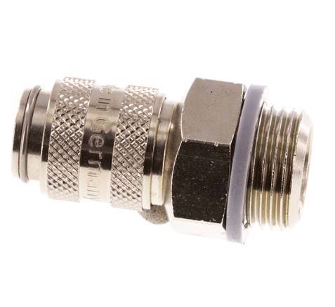 Nickel-plated Brass DN 5 Air Coupling Socket G 3/8 inch Male Double Shut-Off