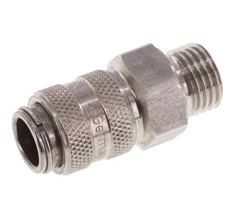 Stainless steel DN 5 Air Coupling Socket G 1/4 inch Male Double Shut-Off