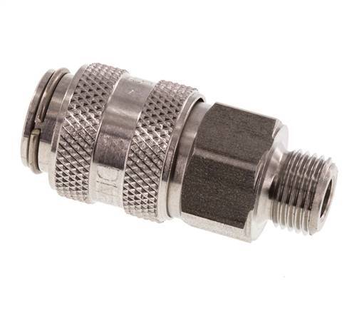 Stainless steel DN 5 Air Coupling Socket G 1/8 inch Male Double Shut-Off