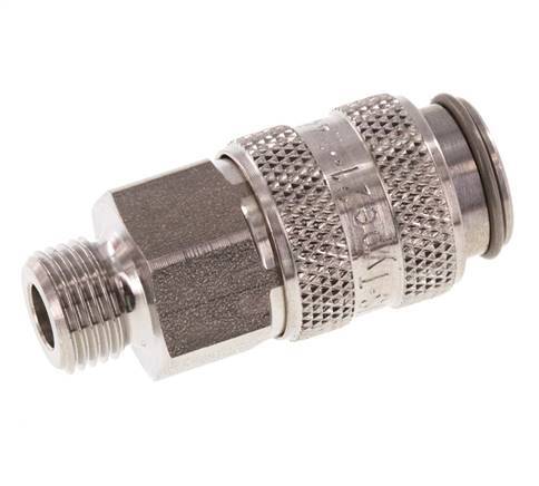 Stainless Steel 316L DN 5 Air Coupling Socket G 1/8 inch Male Double Shut-Off