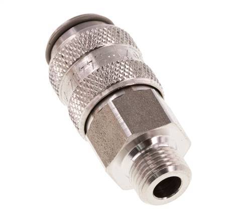 Stainless Steel 316L DN 5 Air Coupling Socket G 1/8 inch Male Double Shut-Off