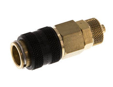 Brass DN 5 Black Air Coupling Socket 4x6 mm Union Nut Double Shut-Off