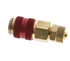 Brass DN 5 Red Air Coupling Socket 4x6 mm Union Nut