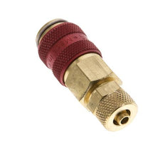 Brass DN 5 Red Air Coupling Socket 4x6 mm Union Nut