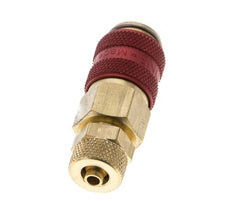 Brass DN 5 Red Air Coupling Socket 4x6 mm Union Nut
