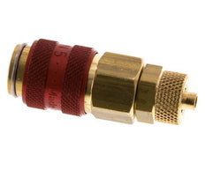 Brass DN 5 Red Air Coupling Socket 4x6 mm Union Nut Double Shut-Off