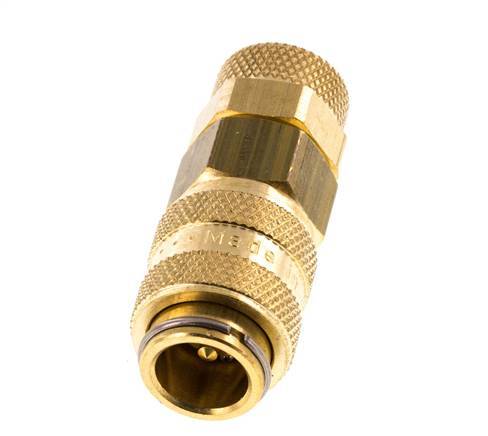 Brass DN 5 Air Coupling Socket 6x8 mm Union Nut Double Shut-Off