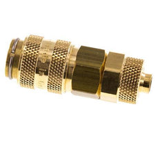 Brass DN 5 Air Coupling Socket 6x8 mm Union Nut Double Shut-Off