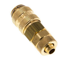 Brass DN 5 Air Coupling Socket 6x8 mm Union Nut Double Shut-Off