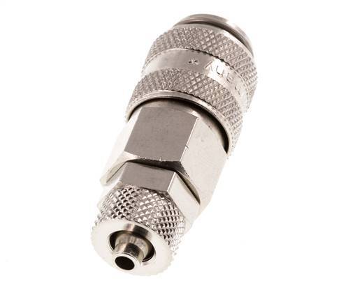 Nickel-plated Brass DN 5 Air Coupling Socket 4x6 mm Union Nut