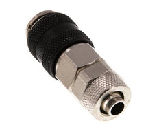 Nickel-plated Brass DN 5 Black Air Coupling Socket 6x8 mm Union Nut Double Shut-Off