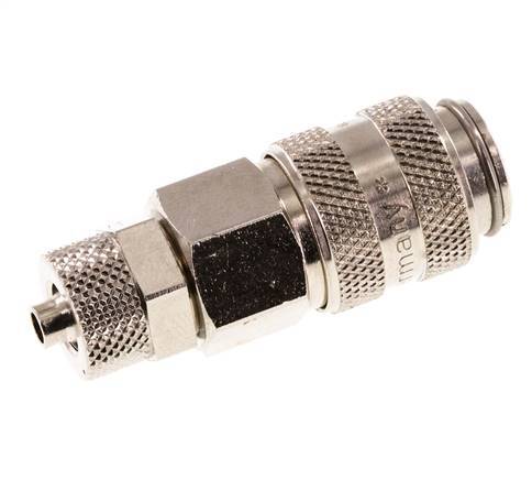 Nickel-plated Brass DN 5 Air Coupling Socket 4x6 mm Union Nut Double Shut-Off