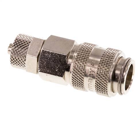 Nickel-plated Brass DN 5 Air Coupling Socket 4x6 mm Union Nut Double Shut-Off