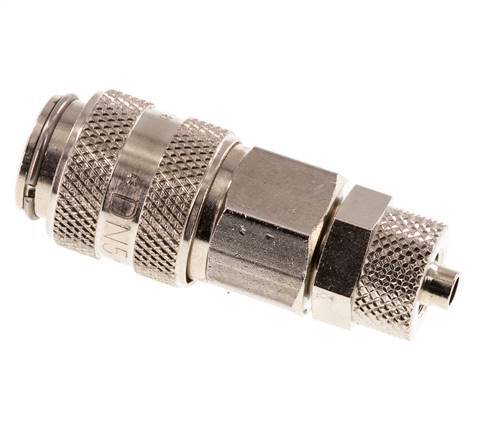 Nickel-plated Brass DN 5 Air Coupling Socket 4x6 mm Union Nut Double Shut-Off