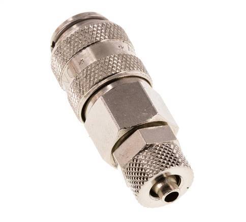 Nickel-plated Brass DN 5 Air Coupling Socket 4x6 mm Union Nut Double Shut-Off