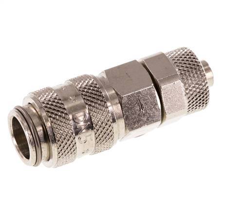 Nickel-plated Brass DN 5 Air Coupling Socket 6x8 mm Union Nut Double Shut-Off