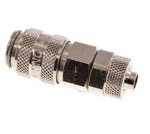 Nickel-plated Brass DN 5 Air Coupling Socket 6x8 mm Union Nut Double Shut-Off