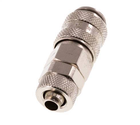 Nickel-plated Brass DN 5 Air Coupling Socket 6x8 mm Union Nut Double Shut-Off