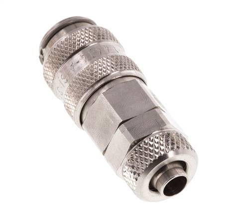 Stainless Steel 316L DN 5 Air Coupling Socket 6x8 mm Union Nut Double Shut-Off