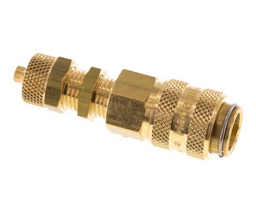 Brass DN 5 Air Coupling Socket 4x6 mm Union Nut Bulkhead