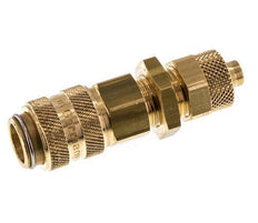 Brass DN 5 Air Coupling Socket 6x8 mm Union Nut Bulkhead