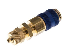 Brass DN 5 Blue Air Coupling Socket 4x6 mm Union Nut Bulkhead Double Shut-Off