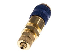 Brass DN 5 Blue Air Coupling Socket 4x6 mm Union Nut Bulkhead Double Shut-Off